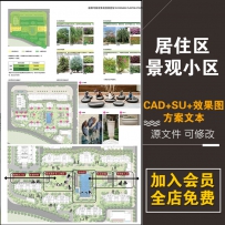 新中式新亚州居住区住宅小区示范区景观CAD施工图SU模型ske...