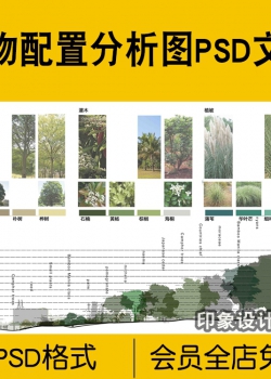 植物配置分析图PSD文件竞赛风景观园林园艺树木搭配种植...