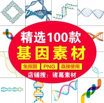 生物基因化学分子结构医疗DNA海报png免抠平面设计素材元...