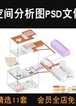 建筑分析图PSD源文件分层景观规划场地分解图功能分区空...