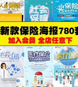 保险海报模板 医疗汽车安全金融保险促销宣传单易拉宝PSD...