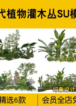 园林庭院植物灌木丛草丛花草桥乔热带绿植3D景观草图大师...