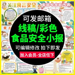 卡通儿童食品安全手抄报小学生素材word模版食品健康小报...