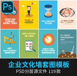 企业励志标语装饰画公司文化墙挂画套换图片海报PSD素材...