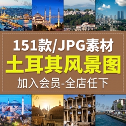 土耳其旅游风光伊斯坦布尔城市建筑风景夜景高清图片设...