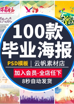 致青春毕业聚会同学会展板宣传明信片海报PSD分层模板设...