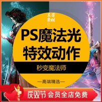 PS插件光效滤镜特效动作预设海报合成人像调色修图创意灯...