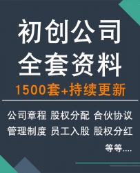 初创业公司合同协议股权分配激励模板合伙人协议合同模...