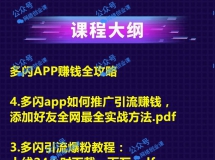 抖音多闪APP赚钱全攻略+全套课件下载