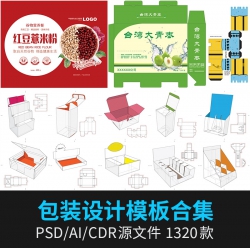 纸箱产品包装礼盒设计ai包装袋psd包装盒cdr展开图刀模图