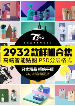 手提袋酒瓶包装袋礼盒箱子化妆品茶叶VI样机logo贴图psd设...