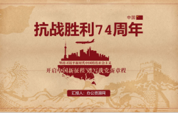 复古中国风抗战胜利74周年历史教育课件PPT模板