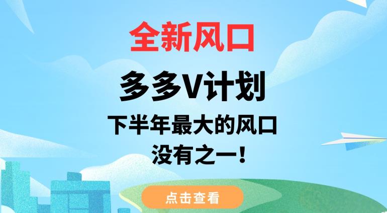 全新风口，多多V计划，下半年最大的风口项目，没有之一【揭秘】