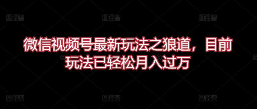 微信视频号最新玩法之狼道，目前玩法已轻松月入过万【揭秘】