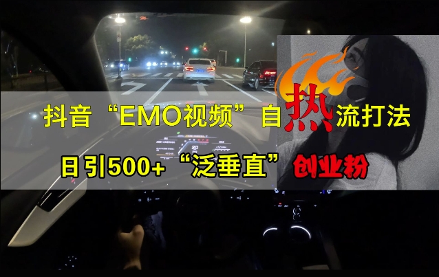 抖音EMO视频自热打法，日引500+“泛垂直”创业粉